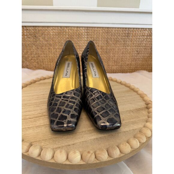 Bellini Embossed Pumps (Silver Croc Pattern) - Picture 1 of 11